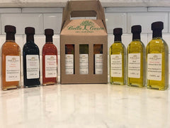 Bella Gusta Sampler/Tuscan Herb, Basil, Blood Orange Oils and Peach, Cranberry Pear and Traditional 18 Yr aged Balsamic